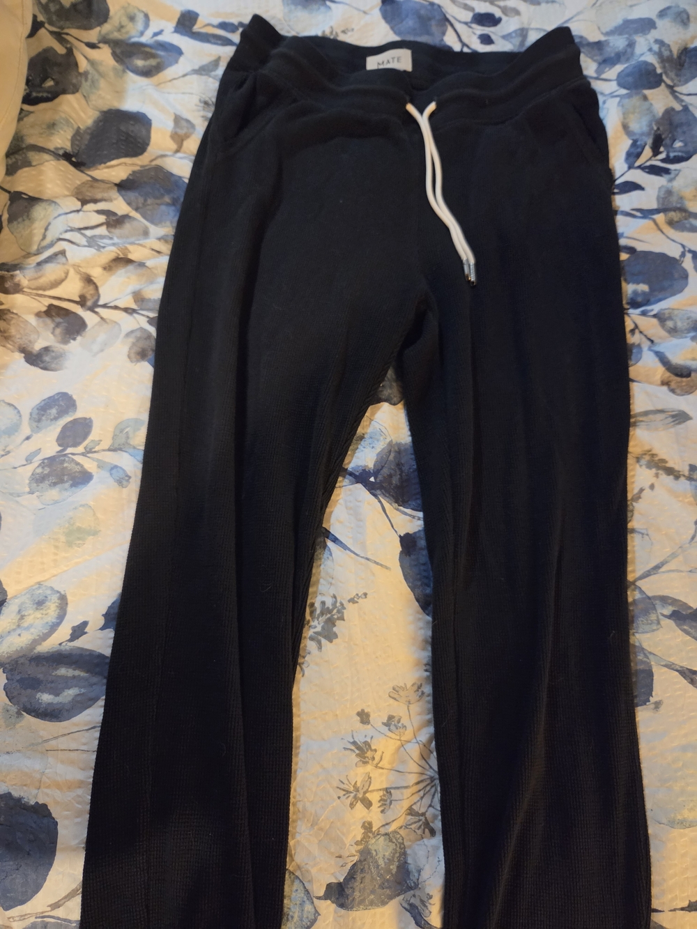MATE the Label Organic Cotton Waffle Thermal Joggers Black S